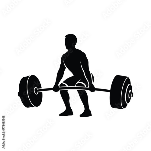 Dedicated Body Builder Lifting Weight Vector Illustration Emphasizing Muscle Gain