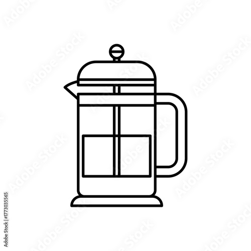 Wallpaper Mural A minimalist line art illustration of a classic French press coffee maker Torontodigital.ca