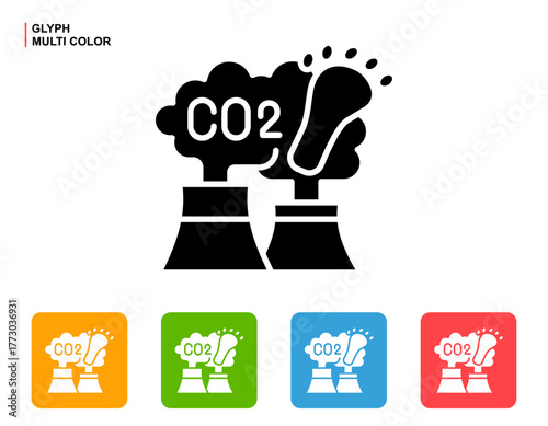 Carbon Footprint Icon Multi Color Style Vector Illustration
