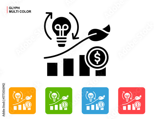 Sustainable Growth Icon Multi Color Style Vector Illustration