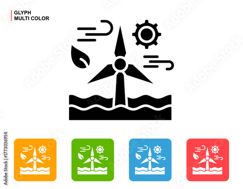 Renewable Resources Icon Multi Color Style Vector Illustration