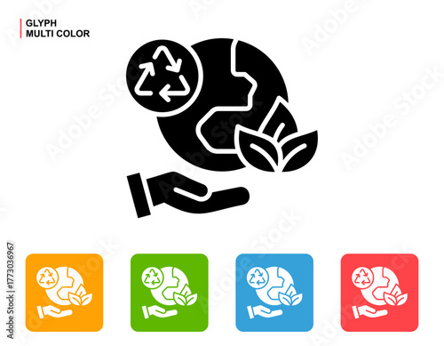 Eco Friendly Icon Multi Color Style Vector Illustration