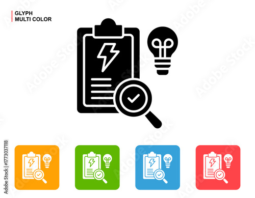 Energy Audit Icon Multi Color Style Vector Illustration