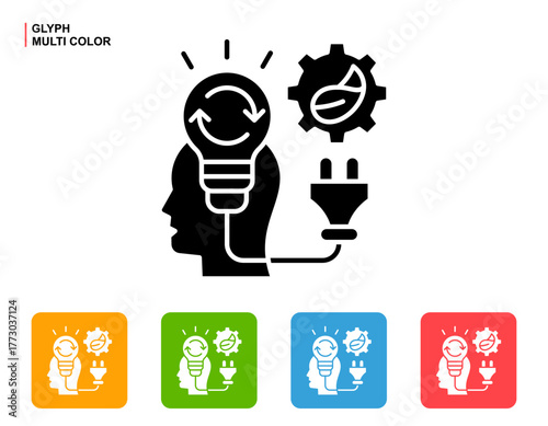 Sustainable Innovation Icon Multi Color Style Vector Illustration