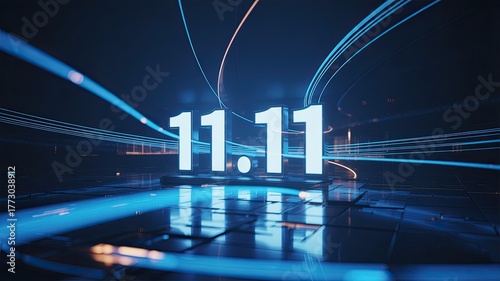 Singles day 11.11 promotional design with glowing blue lights