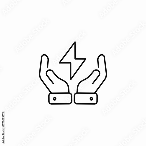 hands holding power lightning icon sign vector