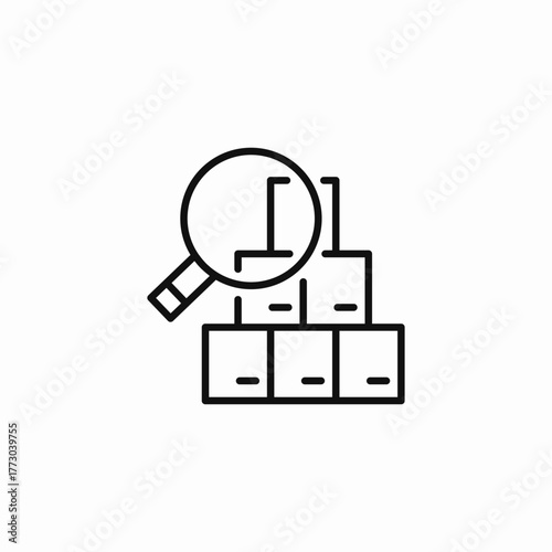 inventory search magnifyingglass icon sign vector