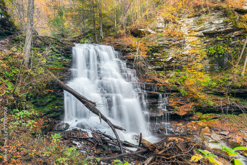 Erie Falls in autumn. Ricketts Glen State Park. Pennsylvania