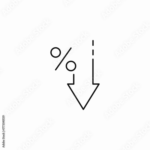 percentage rate decrease icon sign vector