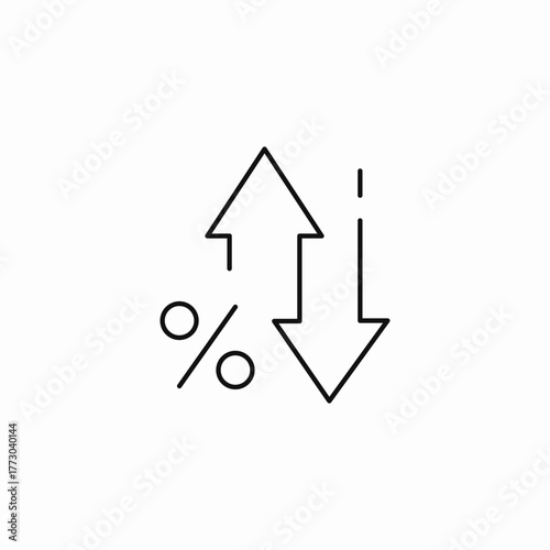percentage fluctuation arrows icon sign vector