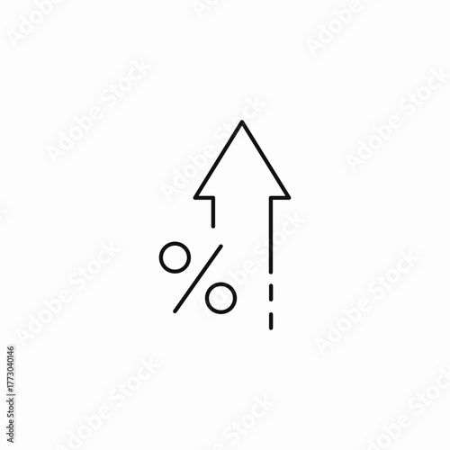 percentage rate increase icon sign vector