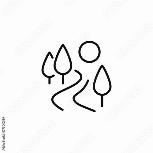 scenic nature walking path icon sign vector