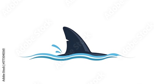 Sleek Shark Fin Isolated Minimalist Flat Vector Icon