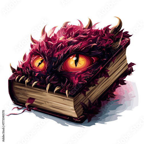 Scary Monster Book Vector Clipart