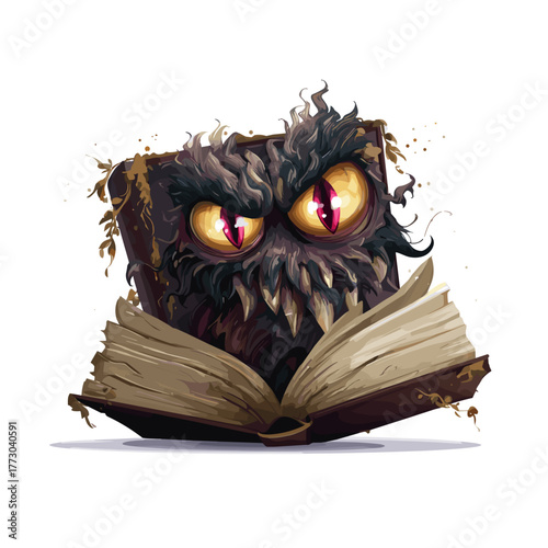 Scary Monster Book Vector Clipart