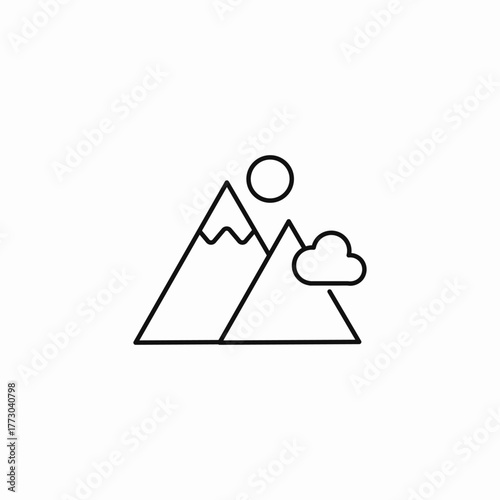 sunny mountain landscape icon sign vector