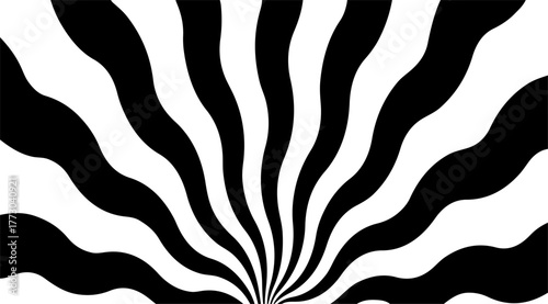 Abstract psychedelic background with black and white wavy stipes.