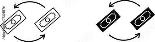 money exchange  icon vector graphic illustration  with white background flat hand made icon fill icon .