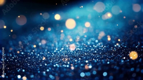 Abstract blue and gold glitter bokeh lights video background