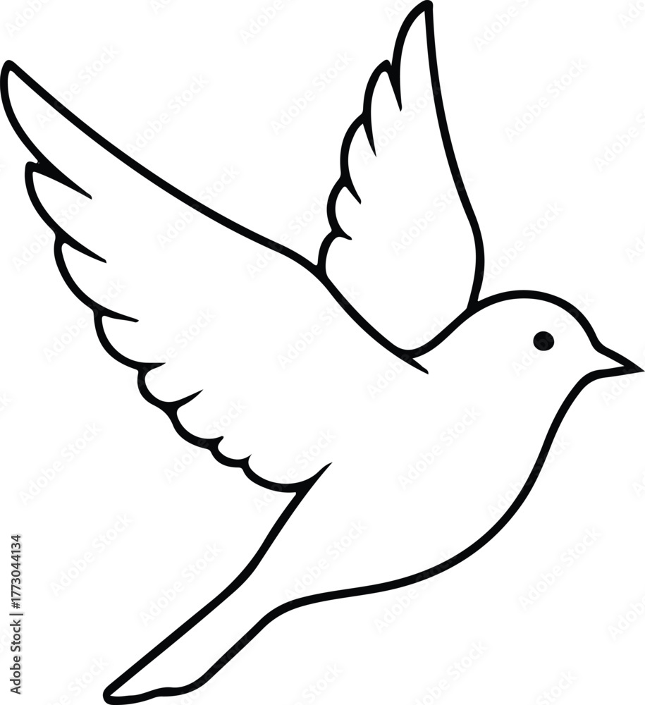 Obraz premium Elegant Flying Bird Captured In Minimal Artistic Style Line Art Vector illustration