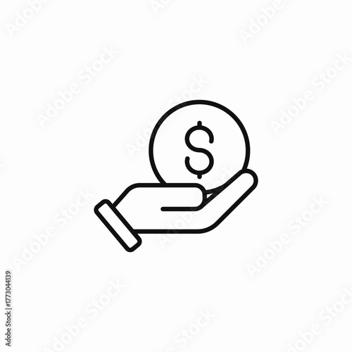 hand holding coin icon sign vector