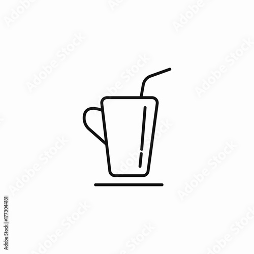 handled drink straw icon sign vector