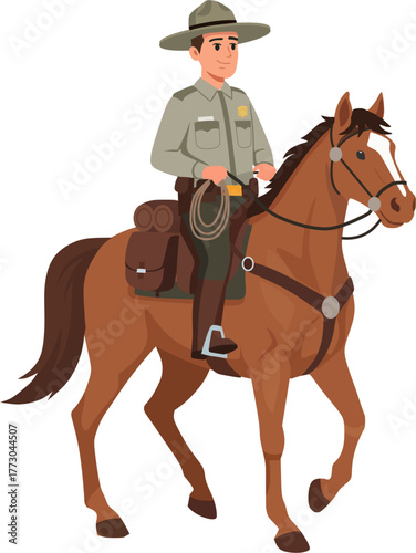 Mounted Patrol  or Park Ranger on Horseback