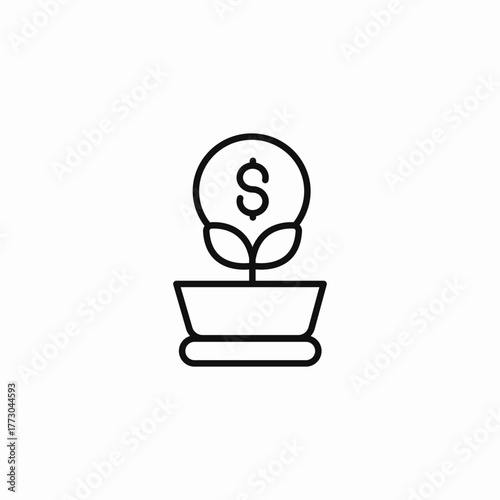 money growth plant icon sign vector