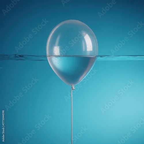Wallpaper Mural Conceptual clear balloon half filled with water floating serenely in the blue depths of the sea Torontodigital.ca