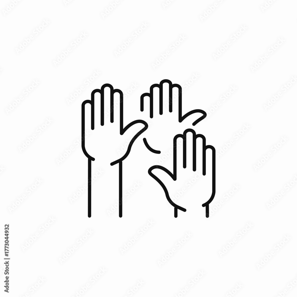 Fototapeta premium raised hands volunteers icon sign vector