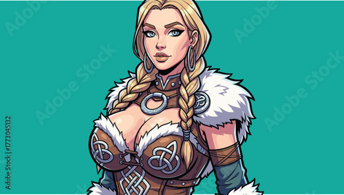 Female Viking Warrior - High detailed vector art
