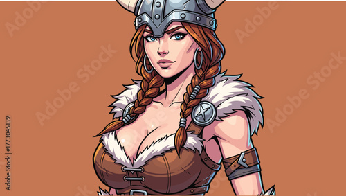 Female Viking Warrior - High detailed vector art