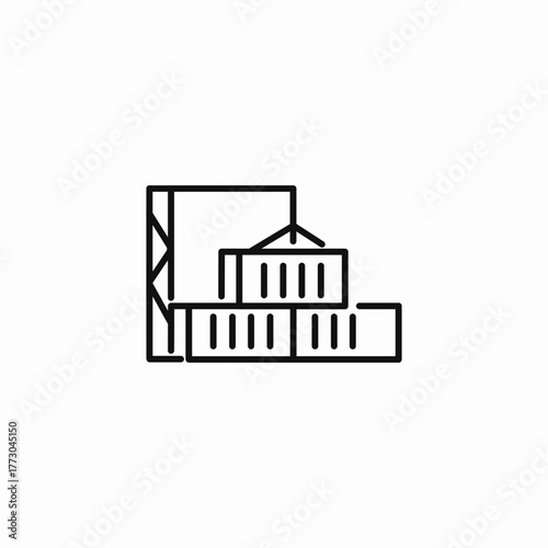 shipping crane loading containers icon sign vector