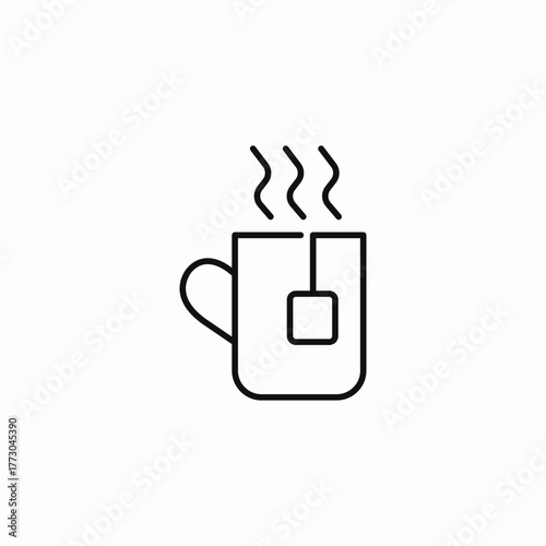 steaming mug teabag icon sign vector