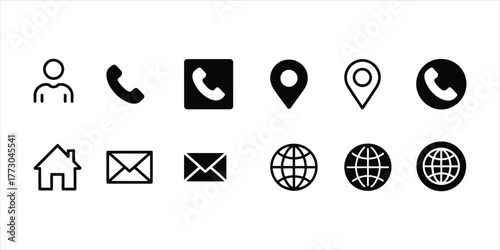 Essential Contact Information Icons for Business and Communication Simple Vector Design Communication and Connection Concept