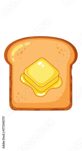 Slice of Toast with Melting Butter.