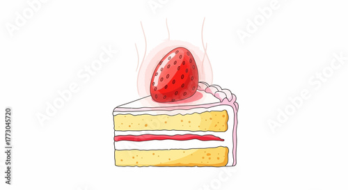 Slice of Strawberry Shortcake with Whipped Cream.