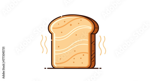 Slice of Toast with Wavy Lines and Steam.