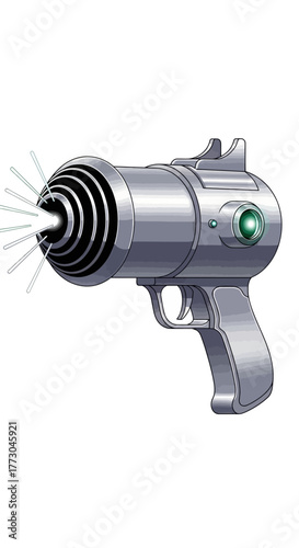 Retro SciFi Ray Gun Emitting Energy Beams.