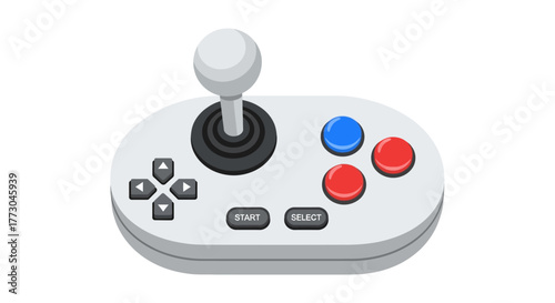 Retro Video Game Controller with Joystick and Buttons.