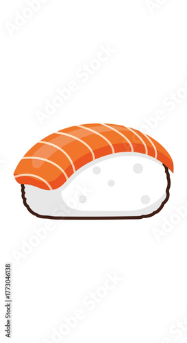 Salmon Nigiri Sushi with White Rice.