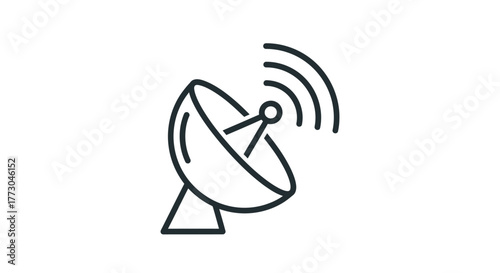 Satellite Dish Icon Broadcasting Signals.