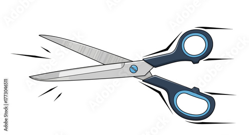 Sharp Scissors Cutting Through Air.