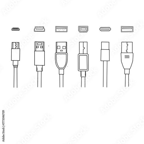 USB Cable All Types Vector Illustration