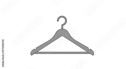 Simple Gray Clothes Hanger Isolated on White Background.