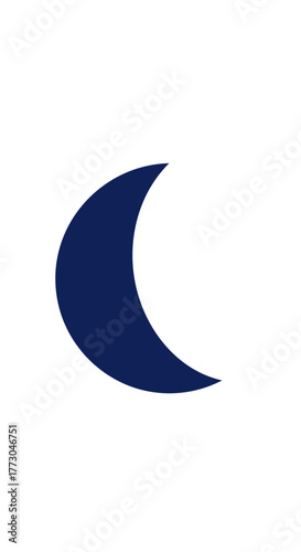 Simple Dark Blue Crescent Moon Icon.