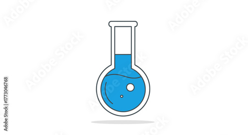 Simple illustration of a laboratory flask with blue liquid.