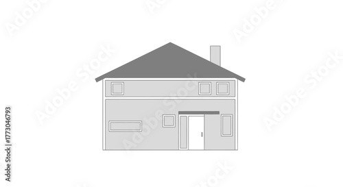 Simple illustration of a twostory house with a chimney.