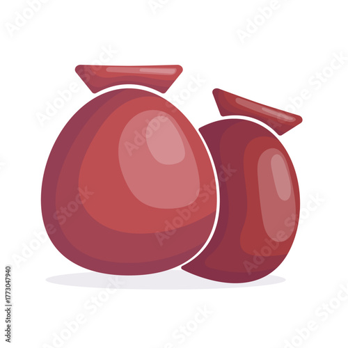 Two red Christmas gift bags vector illustration perfect for festive cards packaging posters and winter projects