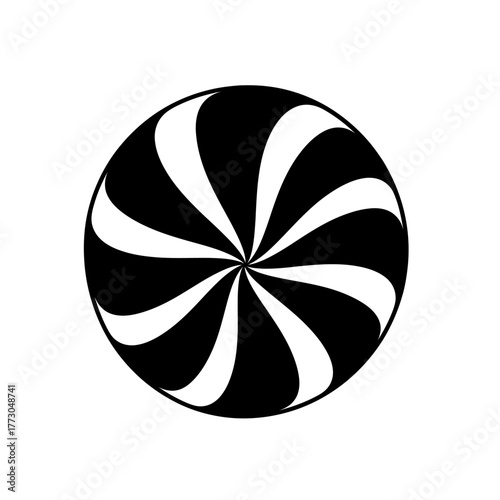 Swirling black and white peppermint candy design graphic element vector vector illustration on white background